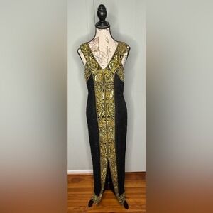 100% Silk Beaded Vintage 80s Early 90s Gown with Front Slit